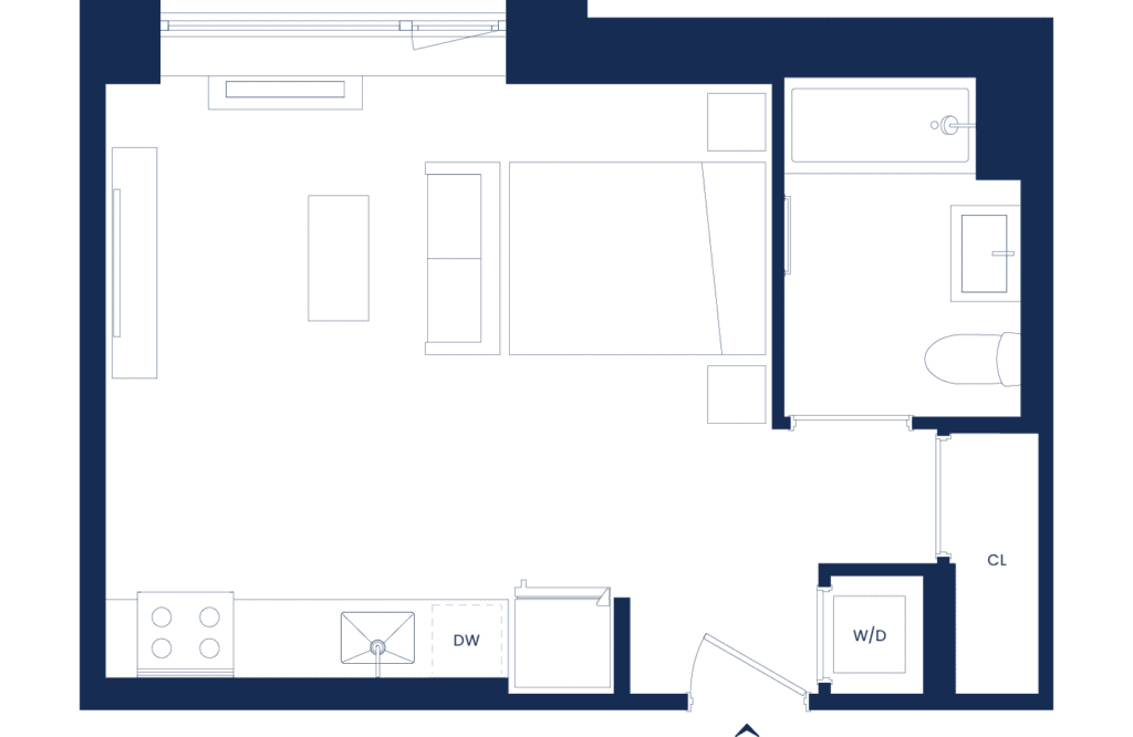 Classic Studio Floorplan East Tower Floors 3-8