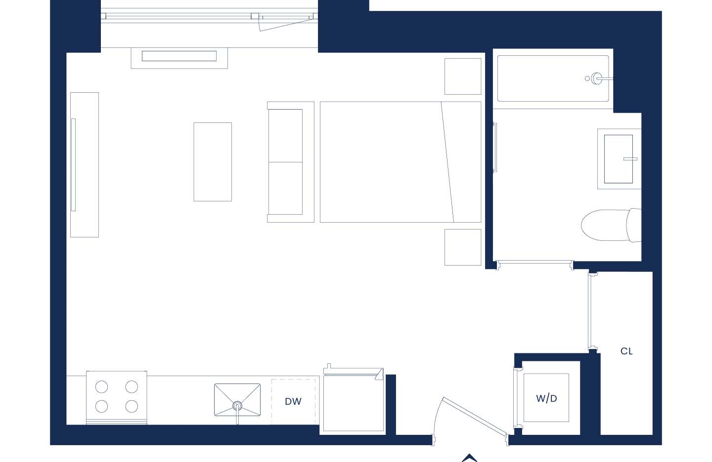 Classic Studio Floorplan East Tower Floors 3-8