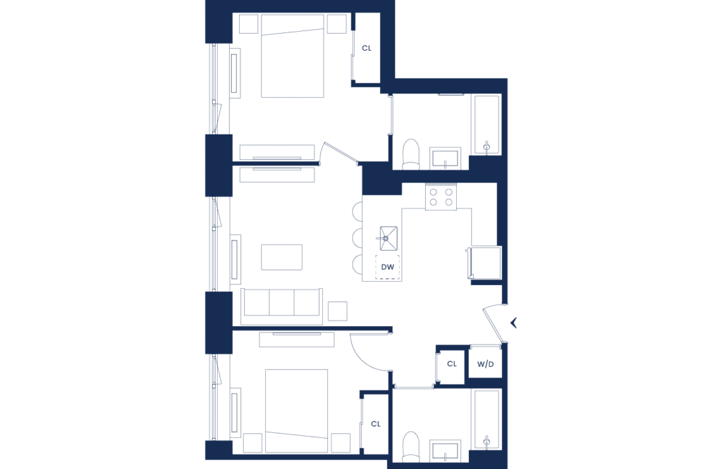 Classic 2 Bedroom Floorplan West Tower Floors 2-12