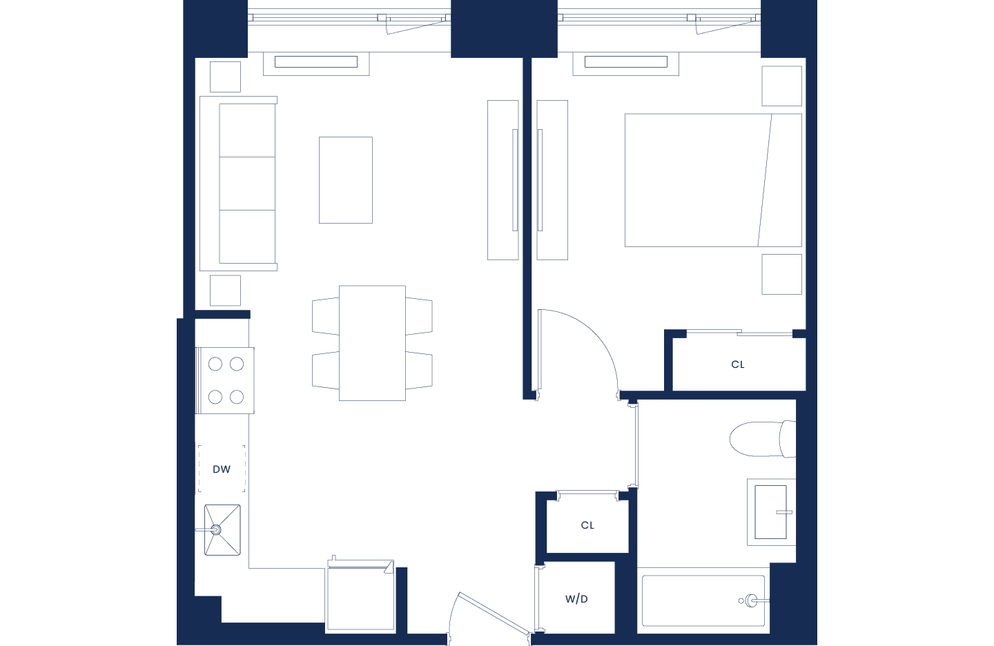 1 Bedroom Classic Floorplan East Tower Floors 2 & 12