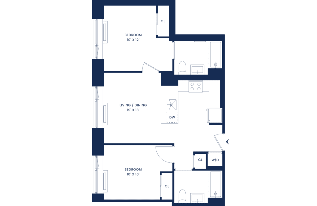 Classic 2 Bedroom Floorplan West Tower Floors 2-12