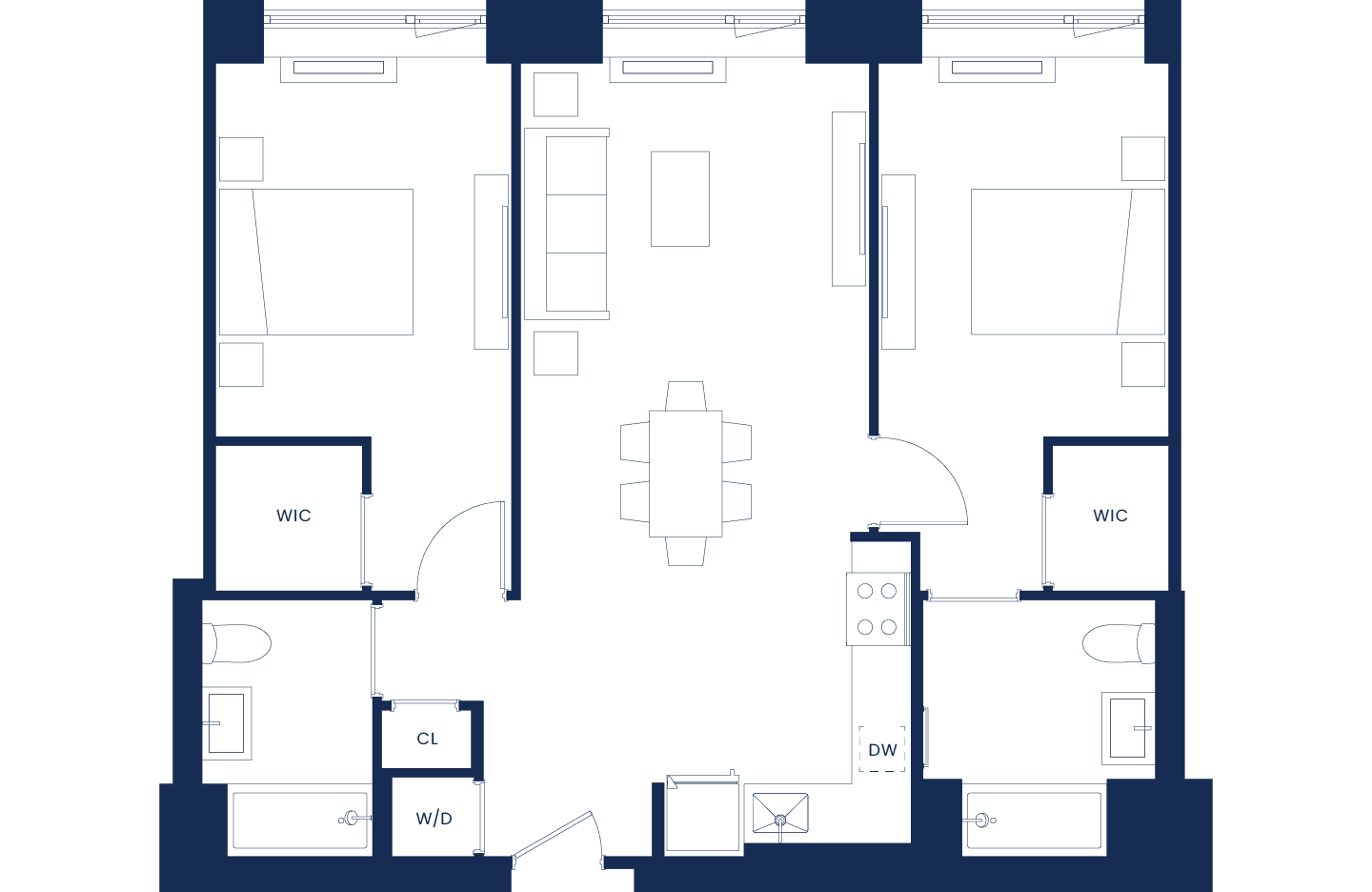 Classic 2 Bedroom Floorplan West Tower Floors 2-9