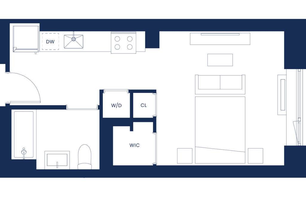 Classic Studio Floorplan West Tower Floors 2-12