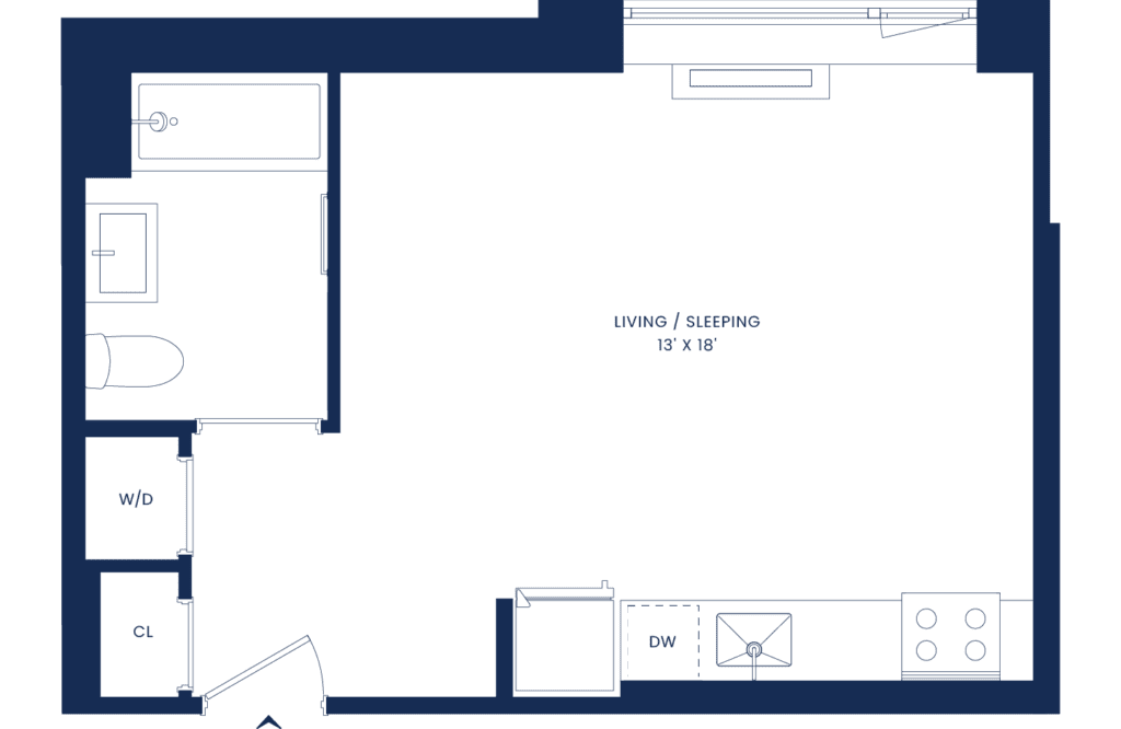 Classic Studio Floorplan West Tower Floors 4-12