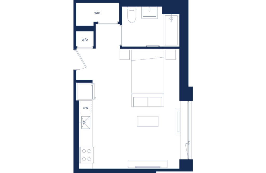 Classic Studio Floorplan West Tower Floors 9-11