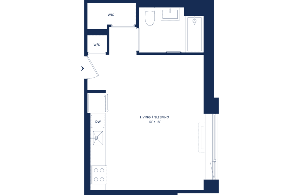Classic Studio Floorplan West Tower Floors 9-11