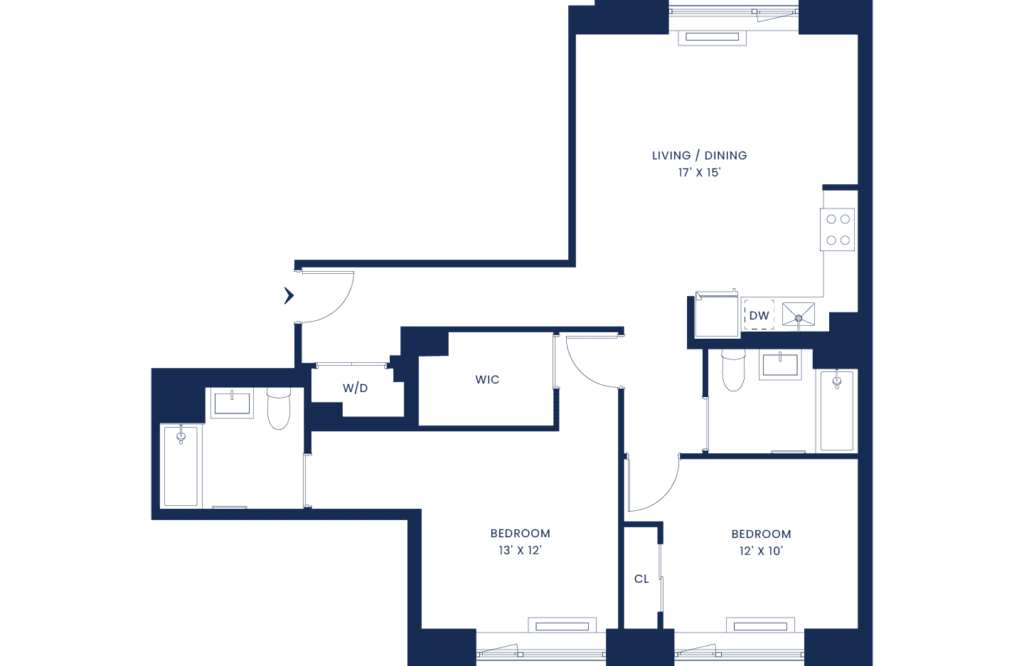 Lux 2 Bedroom Floorplan Floors 8-10