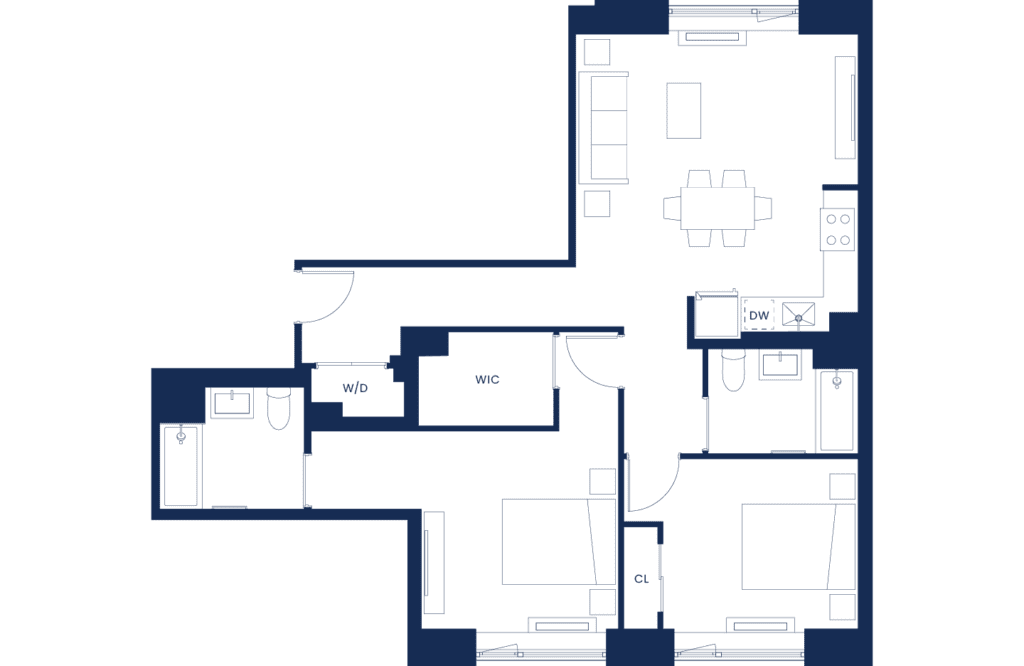 Lux 2 Bedroom Floorplan Floors 8-10