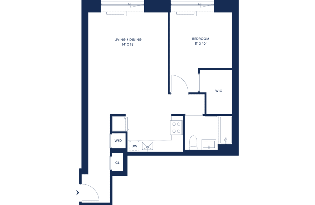1 Bedroom Modern West Floors 2-7