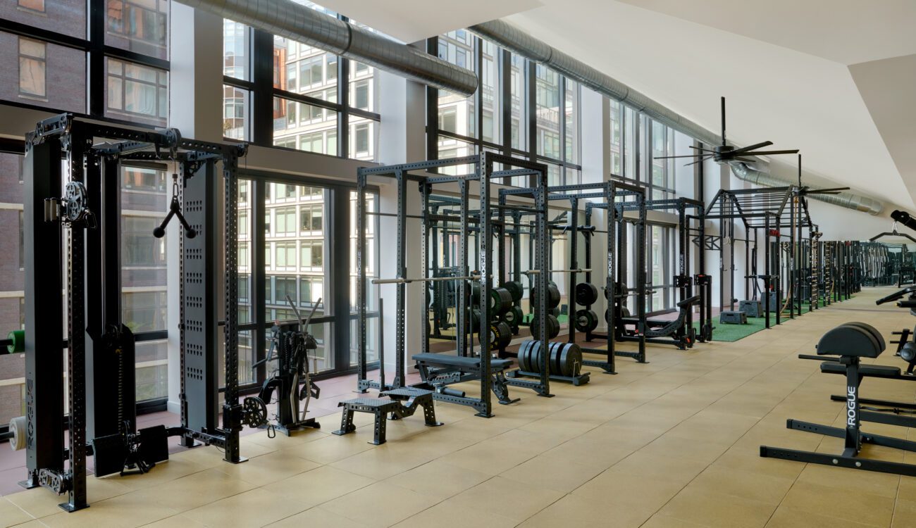 Fitness Lounge with Cardio, Strength Training and Yoga Studio at Jasper in Hunters Point, Long Island City