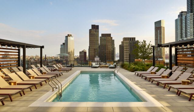 Rooftop Pool Deck with Long Island City skyline views