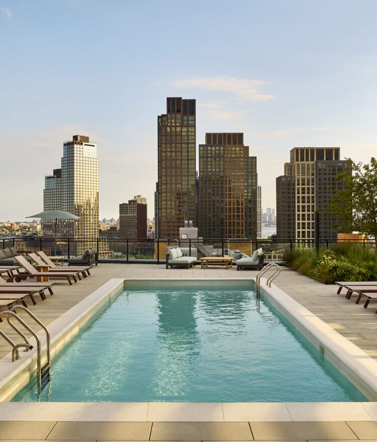 Rooftop Pool Deck with Long Island City skyline views